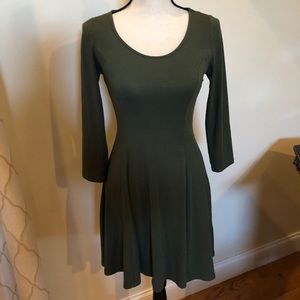 Olive colored skater dress